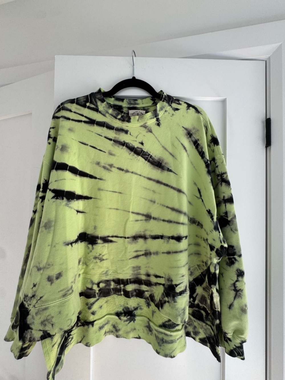 Electric & Rose Lime Green and Black Tie-Dye Crewneck